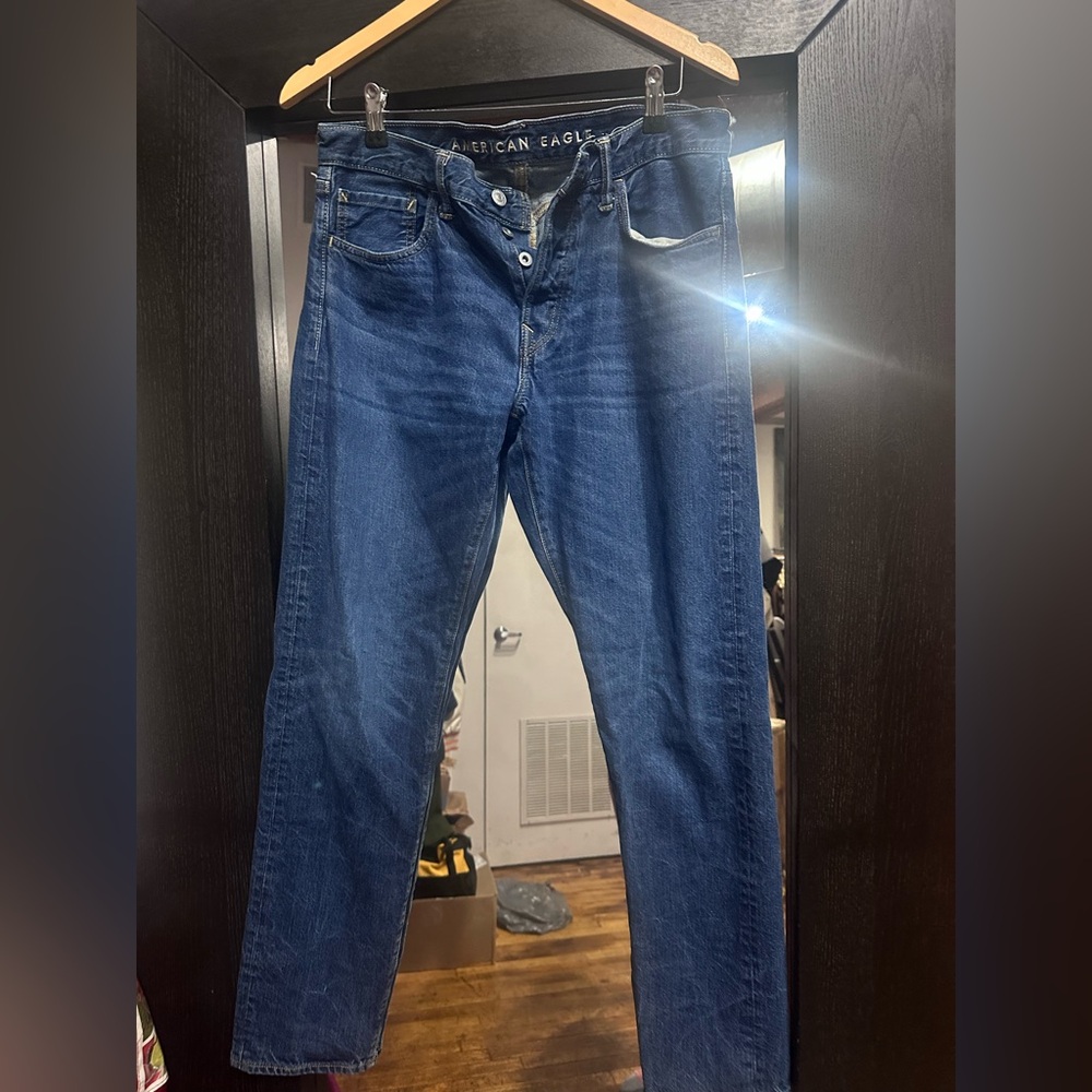 American Eagle Outfitters Women's Blue Straight Leg Jeans